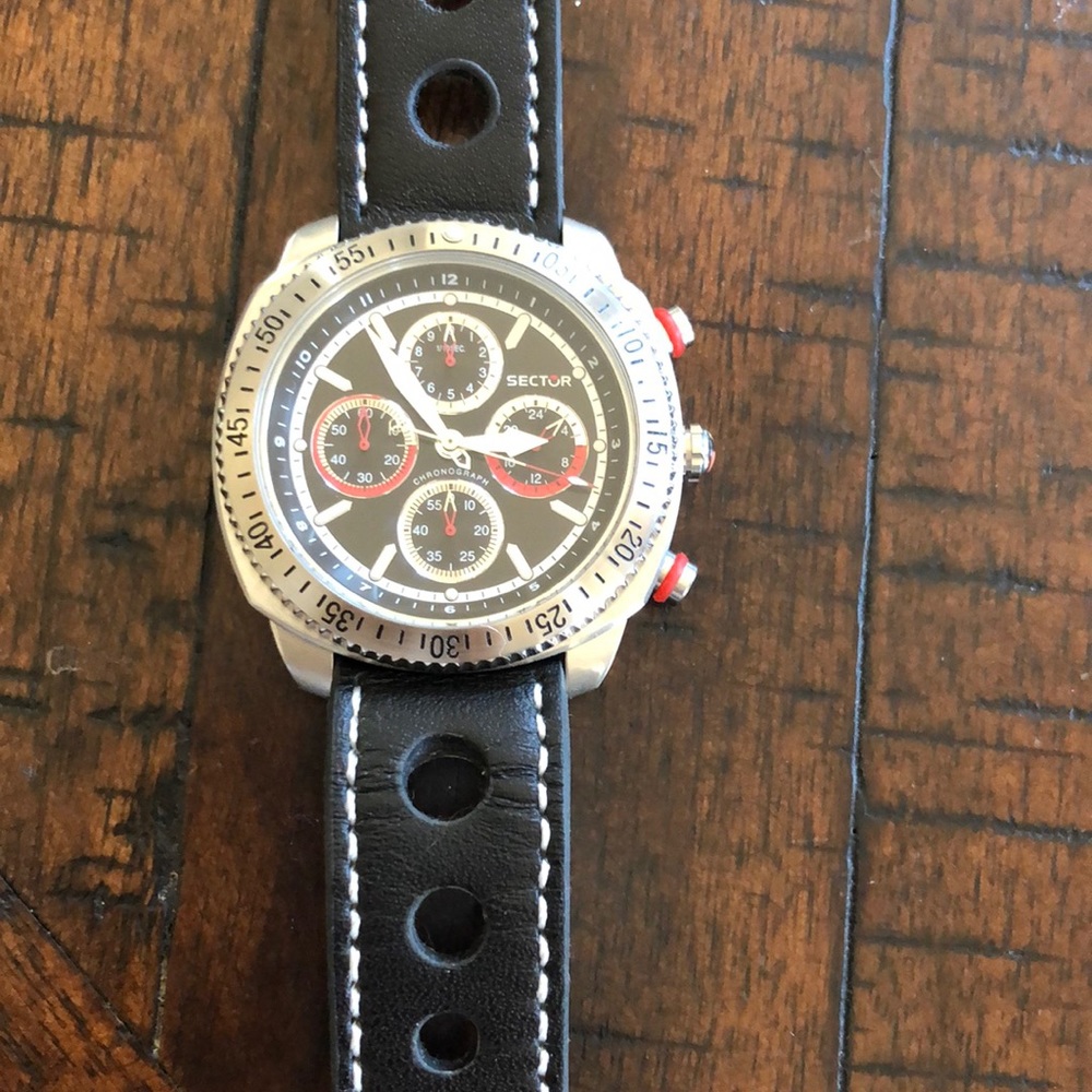 New Sector 270 black face chronograph quartz men watch